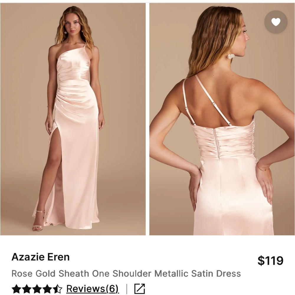 Azazie Rose Gold One Shoulder Gown